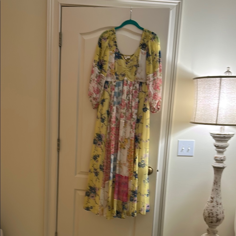 LoveShackFancy Floral Maxi Dress - Yellow and Pink
